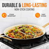 14'' Non-Stick Fry Pan – Durable Pan With Silicone Handle, Interior Non-Stick Ceramic Coating And Polyester Coating Outside