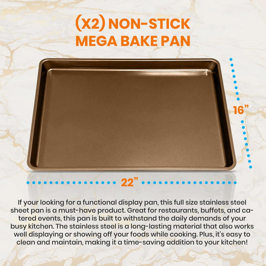 2 Pcs. Professional Home Kitchen Bake Pans - Non-Stick Coated Layer Surface, Dishwasher Safe, Pfoa, Pfos, Ptfe Free