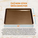 2 Pcs. Professional Home Kitchen Bake Pans - Non-Stick Coated Layer Surface, Dishwasher Safe, Pfoa, Pfos, Ptfe Free