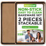 2 Pcs. Professional Home Kitchen Bake Pans - Non-Stick Coated Layer Surface, Dishwasher Safe, Pfoa, Pfos, Ptfe Free