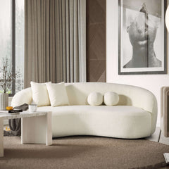 Drake Japandi Style Curvy Boucle Sofa