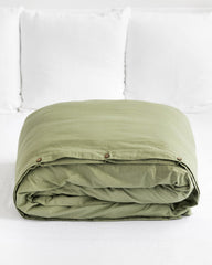 Sage linen-cotton duvet cover