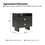 Dan 28" Tall Modern Style Nightstand with Built-In Outlets(Optional Types)