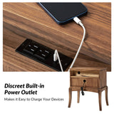 Dominique 28"Tall Solid Wood Nightstand with Hidden Outlet(Optional Types)