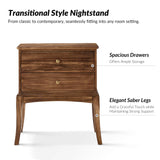 Dominique 28"Tall Solid Wood Nightstand with Hidden Outlet(Optional Types)