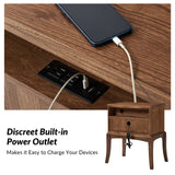 Dominique 28"Tall Solid Wood Nightstand with Hidden Outlet(Optional Types)