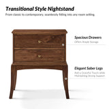 Dominique 28"Tall Solid Wood Nightstand with Hidden Outlet(Optional Types)