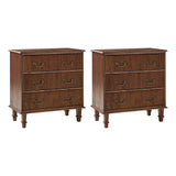 Galatea 3-Drawer Rustic Nightstand with Charging Station(Optional Types)