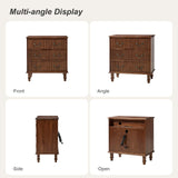 Galatea 3-Drawer Rustic Nightstand with Charging Station(Optional Types)