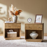 Lina 1 Drawer Nightstand with Open Storage Shelf & Integrated Charging Station(Optional Types)