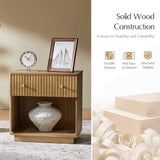 Lina 1 Drawer Nightstand with Open Storage Shelf & Integrated Charging Station(Optional Types)