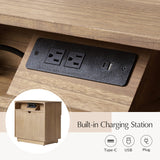 Lina 1 Drawer Nightstand with Open Storage Shelf & Integrated Charging Station(Optional Types)