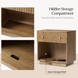 Lina 1 Drawer Nightstand with Open Storage Shelf & Integrated Charging Station(Optional Types)