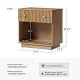 Lina 1 Drawer Nightstand with Open Storage Shelf & Integrated Charging Station(Optional Types)