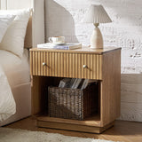 Lina 1 Drawer Nightstand with Open Storage Shelf & Integrated Charging Station(Optional Types)