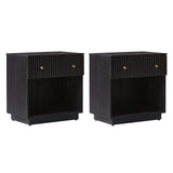 Lina 1 Drawer Nightstand with Open Storage Shelf & Integrated Charging Station(Optional Types)
