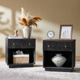 Lina 1 Drawer Nightstand with Open Storage Shelf & Integrated Charging Station(Optional Types)