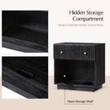 Lina 1 Drawer Nightstand with Open Storage Shelf & Integrated Charging Station(Optional Types)