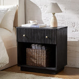 Lina 1 Drawer Nightstand with Open Storage Shelf & Integrated Charging Station(Optional Types)