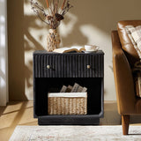 Lina 1 Drawer Nightstand with Open Storage Shelf & Integrated Charging Station(Optional Types)