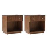 Lina 1 Drawer Nightstand with Open Storage Shelf & Integrated Charging Station(Optional Types)