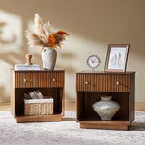 Lina 1 Drawer Nightstand with Open Storage Shelf & Integrated Charging Station(Optional Types)