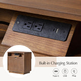 Lina 1 Drawer Nightstand with Open Storage Shelf & Integrated Charging Station(Optional Types)