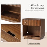 Lina 1 Drawer Nightstand with Open Storage Shelf & Integrated Charging Station(Optional Types)