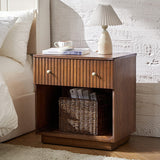 Lina 1 Drawer Nightstand with Open Storage Shelf & Integrated Charging Station(Optional Types)