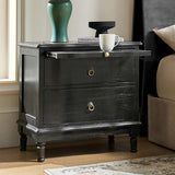 Solid Wood 2 Drawer Nightstand with Charging Ports & Pull-Out Shelf(Optional Types)