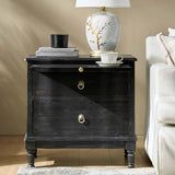 Solid Wood 2 Drawer Nightstand with Charging Ports & Pull-Out Shelf(Optional Types)