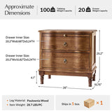 Solid Wood 2 Drawer Nightstand with Charging Ports & Pull-Out Shelf(Optional Types)
