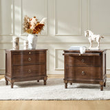 Solid Wood 2 Drawer Nightstand with Charging Ports & Pull-Out Shelf(Optional Types)