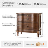 Solid Wood 2 Drawer Nightstand with Charging Ports & Pull-Out Shelf(Optional Types)