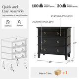 Jules Classic Solid Wood 3-Drawer Nightstand with USB Ports
