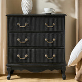 Galatea Fluted 3-Drawer Nightstand in Transitional Style
