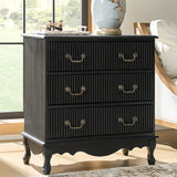 Galatea Fluted 3-Drawer Nightstand in Transitional Style