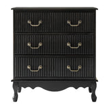 Galatea Fluted 3-Drawer Nightstand in Transitional Style