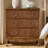 Galatea Fluted 3-Drawer Nightstand in Transitional Style