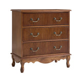 Galatea Fluted 3-Drawer Nightstand in Transitional Style