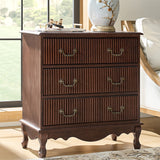 Galatea Fluted 3-Drawer Nightstand in Transitional Style