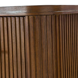 Modern Fluted Solid Wood Nightstand with USB with Oak Texture