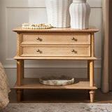 Multi-Functional Traditional Wood Nightstand with Open Shelf