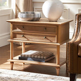 Multi-Functional Traditional Wood Nightstand with Open Shelf