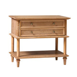 Multi-Functional Traditional Wood Nightstand with Open Shelf