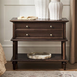 Multi-Functional Traditional Wood Nightstand with Open Shelf