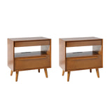 Giralda 2-Drawer Mid-century Modern Nightstand with Built-In Outlets(Optional Types)