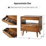 Giralda 2-Drawer Mid-century Modern Nightstand with Built-In Outlets(Optional Types)