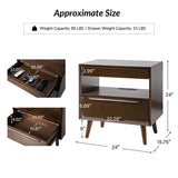 Giralda 2-Drawer Mid-century Modern Nightstand with Built-In Outlets(Optional Types)