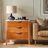 Floriana Modern 3-Drawer Nightstand  with Marble Top & USB Ports Spacious Storage
